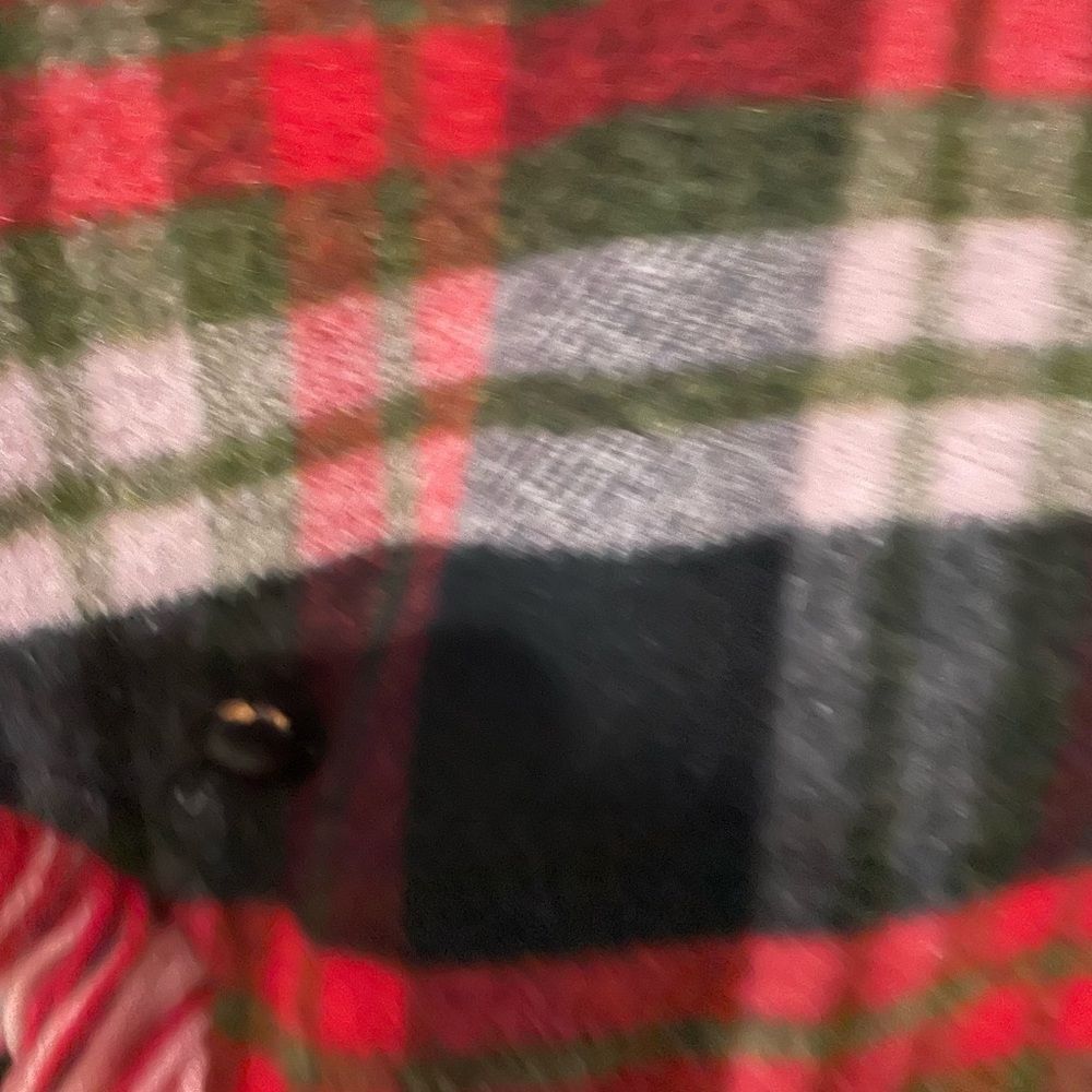 Pioneer Wear RARE Reversible Riding Poncho Wool Red Buffalo Plaid Waterproof - Picture 5 of 12